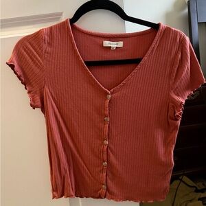 Madewell Ribbed Button-Down Shirt - Rust